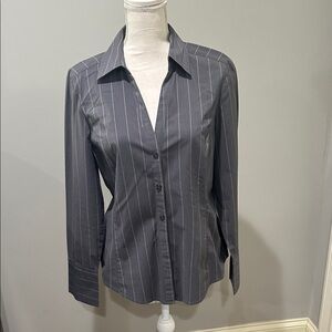 Ann Taylor Charcoal Pinstripe Button Down Shirt
